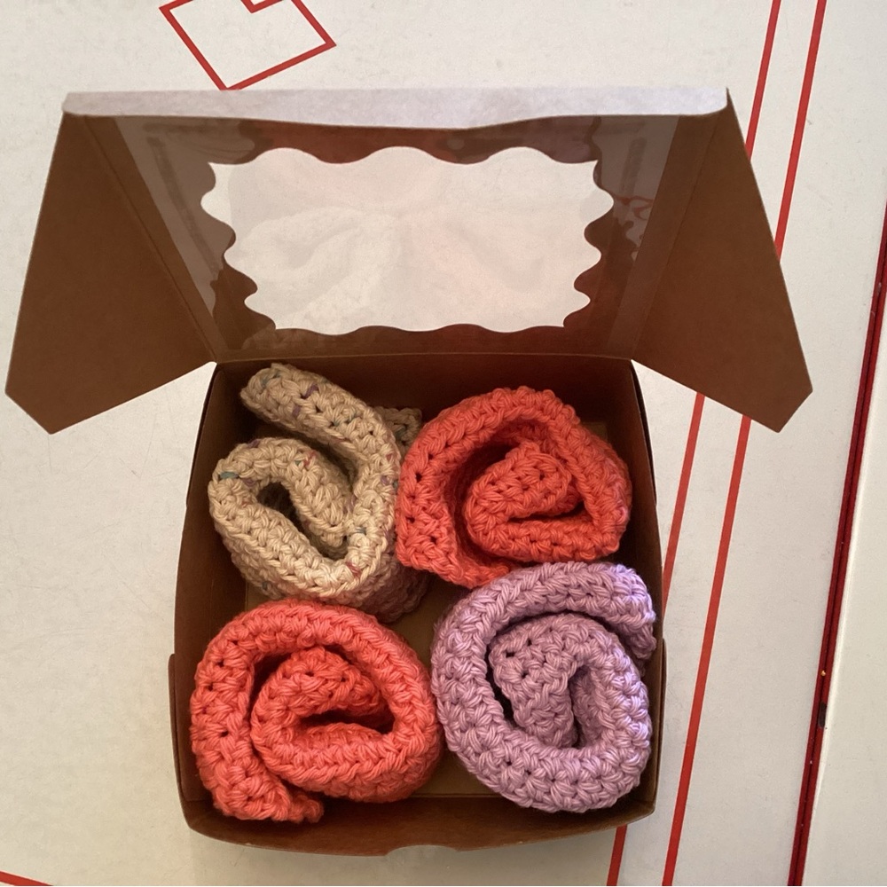 Handmade Crocheted Washcloths - Pastel Set (Peach, Lavender, Cream)
